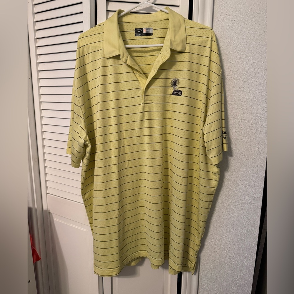 5/$20 Callaway Light Yellow Striped Polo Shirt